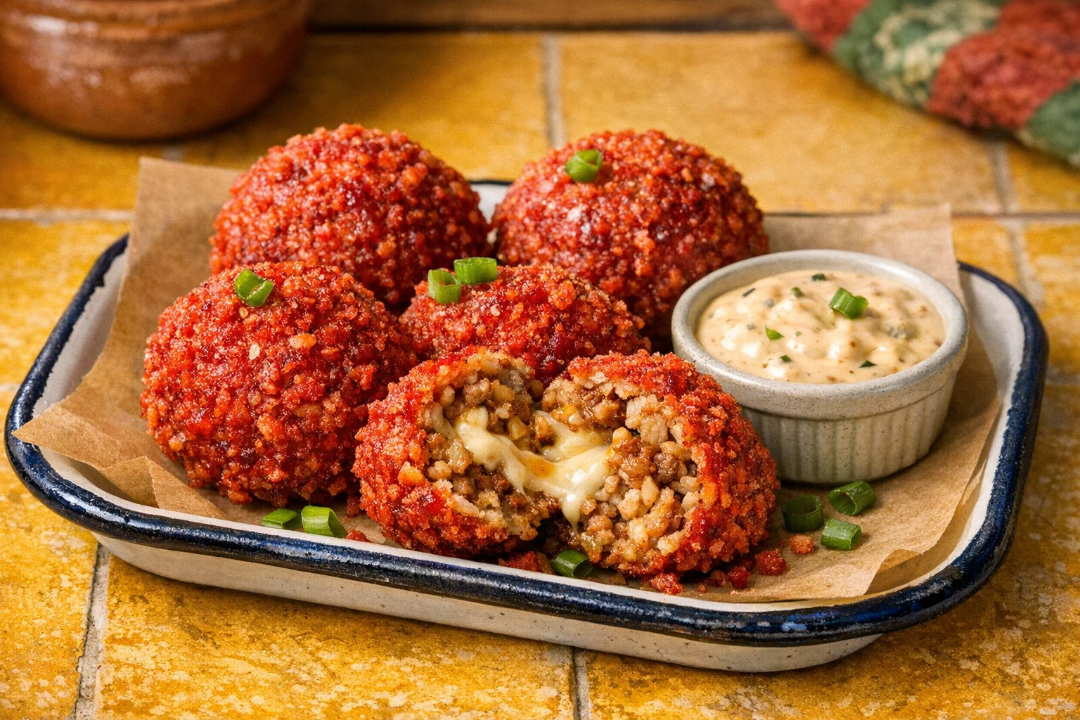 Bolitas de Boudin con Hot Cheetos