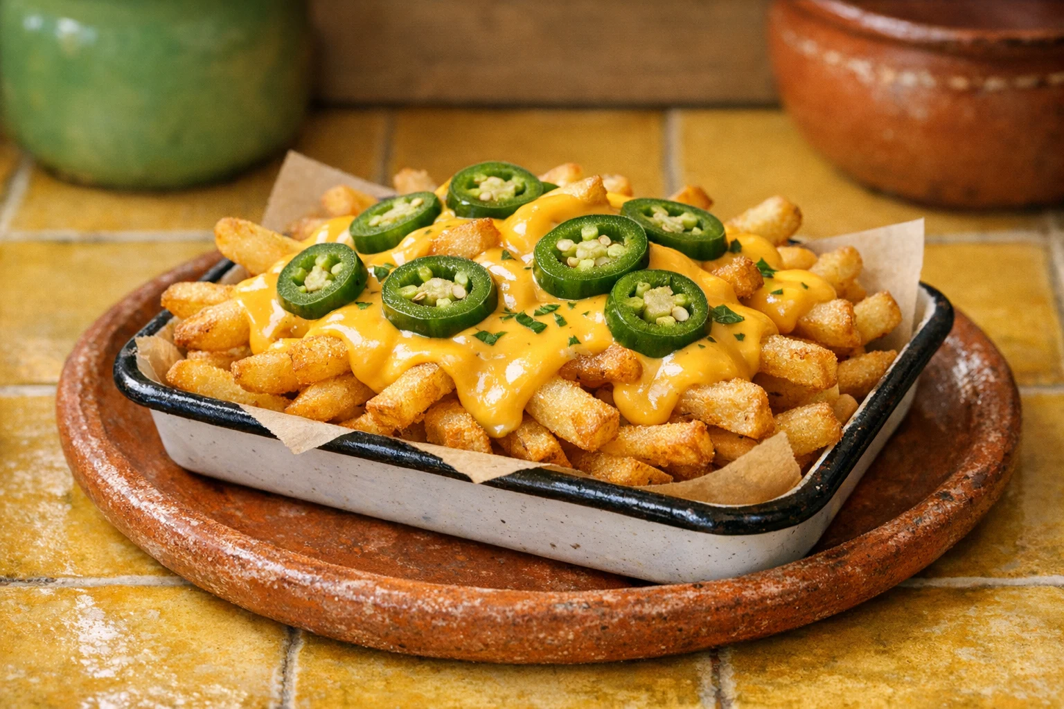 Papas con Queso y Jalapeño